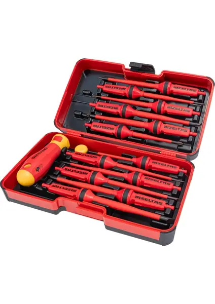 İzeltaş 1000V İzoleli Elektro Slim Tornavida Seti (14 Parça) 14000 005342
