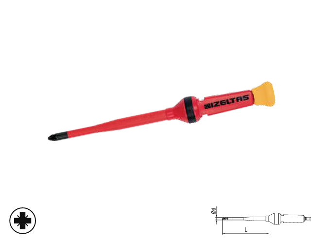 İzeltaş 1000V İzoleli Elektro Slim Pozidriv Yıldız Uçlu Tornavida 14000 005341