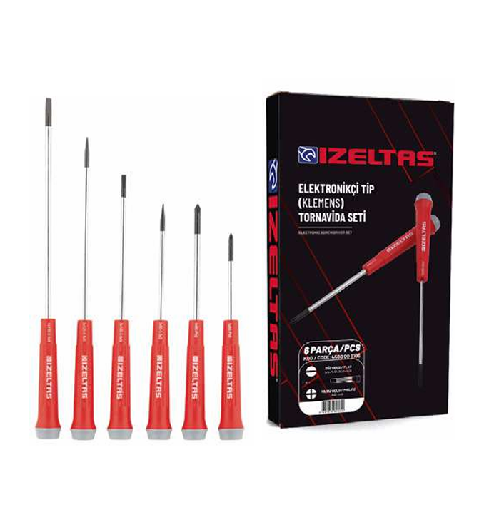 İzeltaş Elektronikçi Tip (Klemens) Tornavida Seti (6 Parça) 4500 00 8106