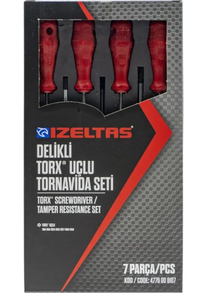 Izeltaş 4776 00 8107 Delikli Torx Uçlu Tornavida Seti 7 Parça