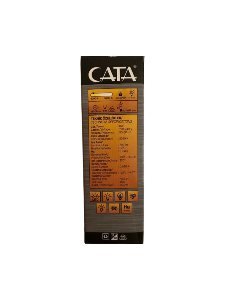 Cata CT-4091 8W 3200K (Günışığı) E27 Duylu LED Ampul