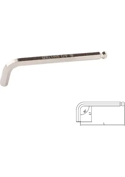 İzeltaş 4905 22 0020 Yuvarlak Başlı Allen Anahtar Standart Boy (mm)