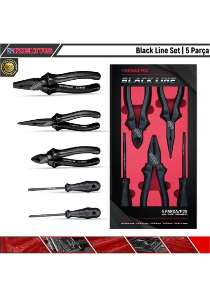 İzeltaş Black Line Set | 5 Parça