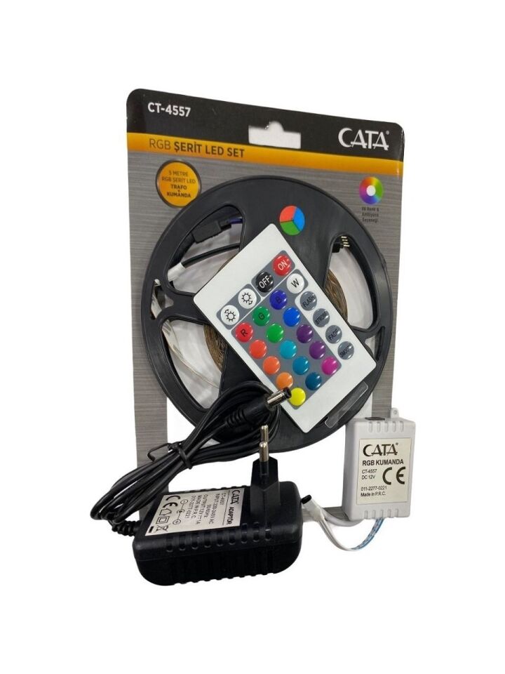 CATA CT 4557 Rgb Şerit Led Set 5 Mt Rgb Led 3 Renk+Trafo+ Kumanda
