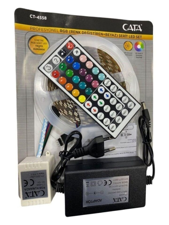 CATA CT 4558 RGB Şerit Led Kumandalı Trafolu Set 220v
