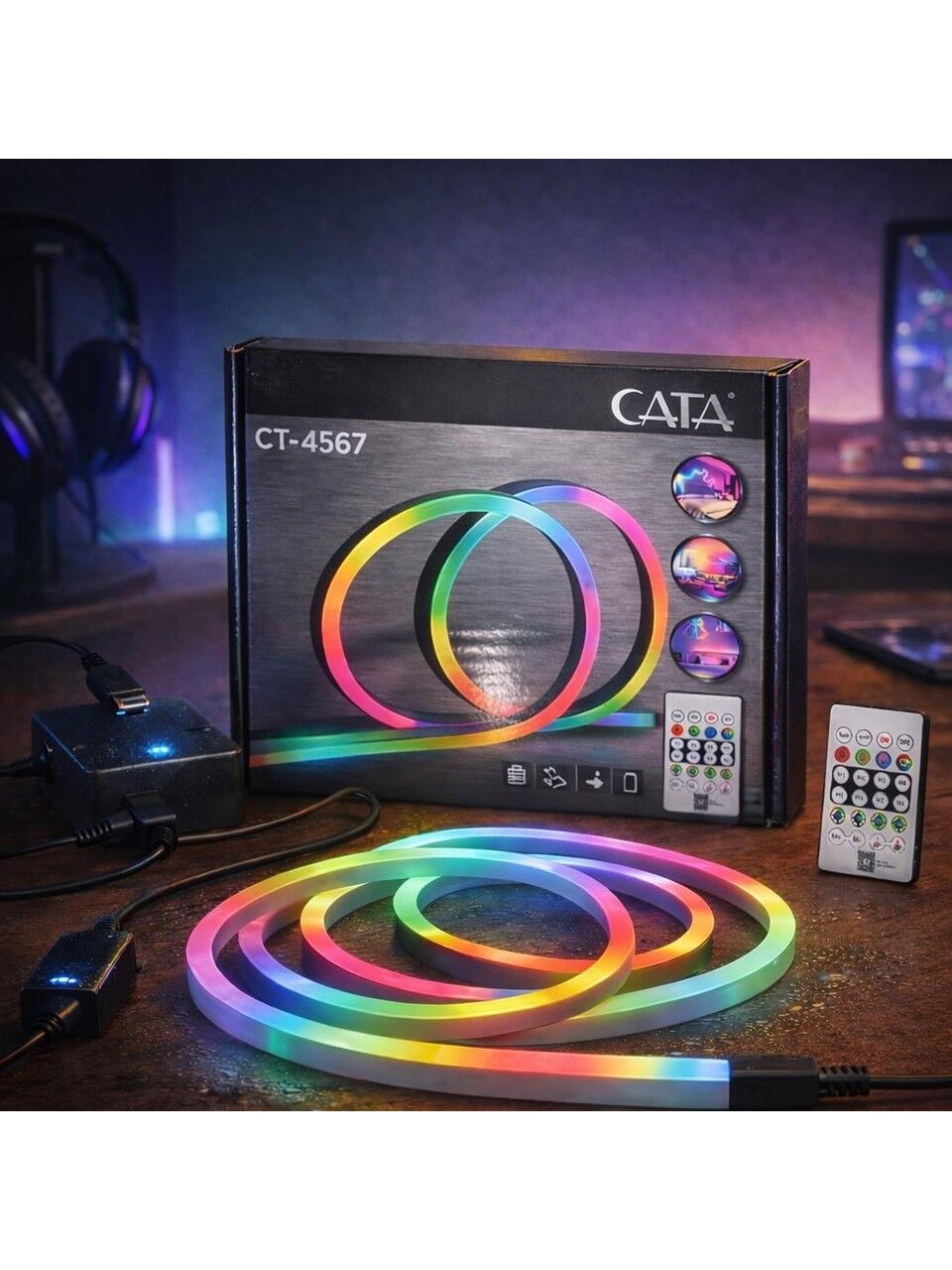 CATA CT 4567 RGB Pixel Neon Led Seti USB Girişli Kumandalı 5 Metre