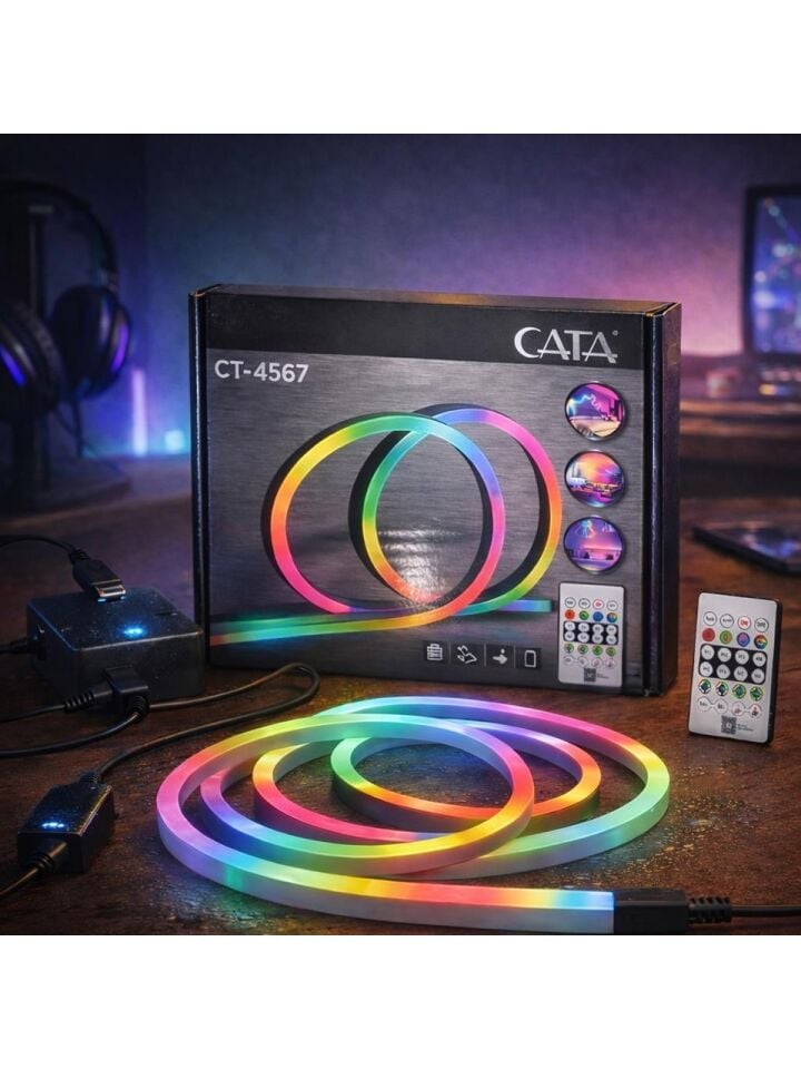CATA CT 4567 RGB Pixel Neon Led Seti USB Girişli Kumandalı 5 Metre