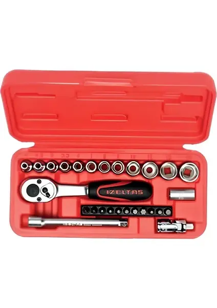 Izeltaş 14000 005132 1/4” Altı Köşe Lokma Anahtar ve Bits Set (27 Parça, Mm)