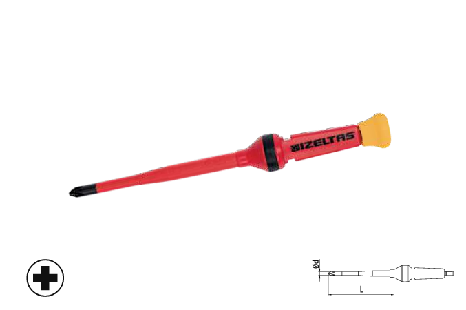 İzeltaş 14000 005339 1000V İzoleli Elektro Slim Yıldız Tornavida