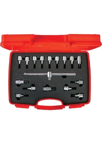 İzeltaş 1113006017 1/2'' Lokmalı Allen ve Star (Torx®) Uç Takımı 17 Parça